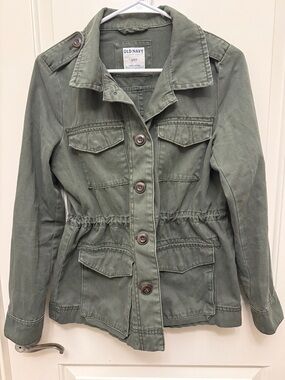 Olive Green Old Navy cotton twill utility jacket